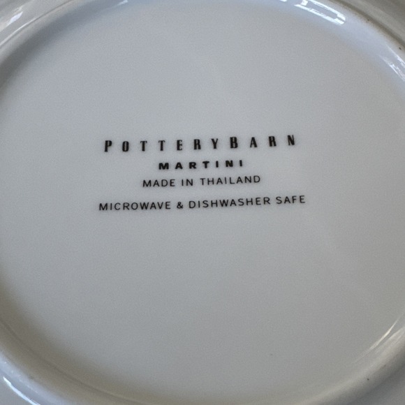 Pottery Barn 4 Martini Cocktail Plates Appletini Cosmo Lemon Drop Blue Moon - Picture 6 of 7